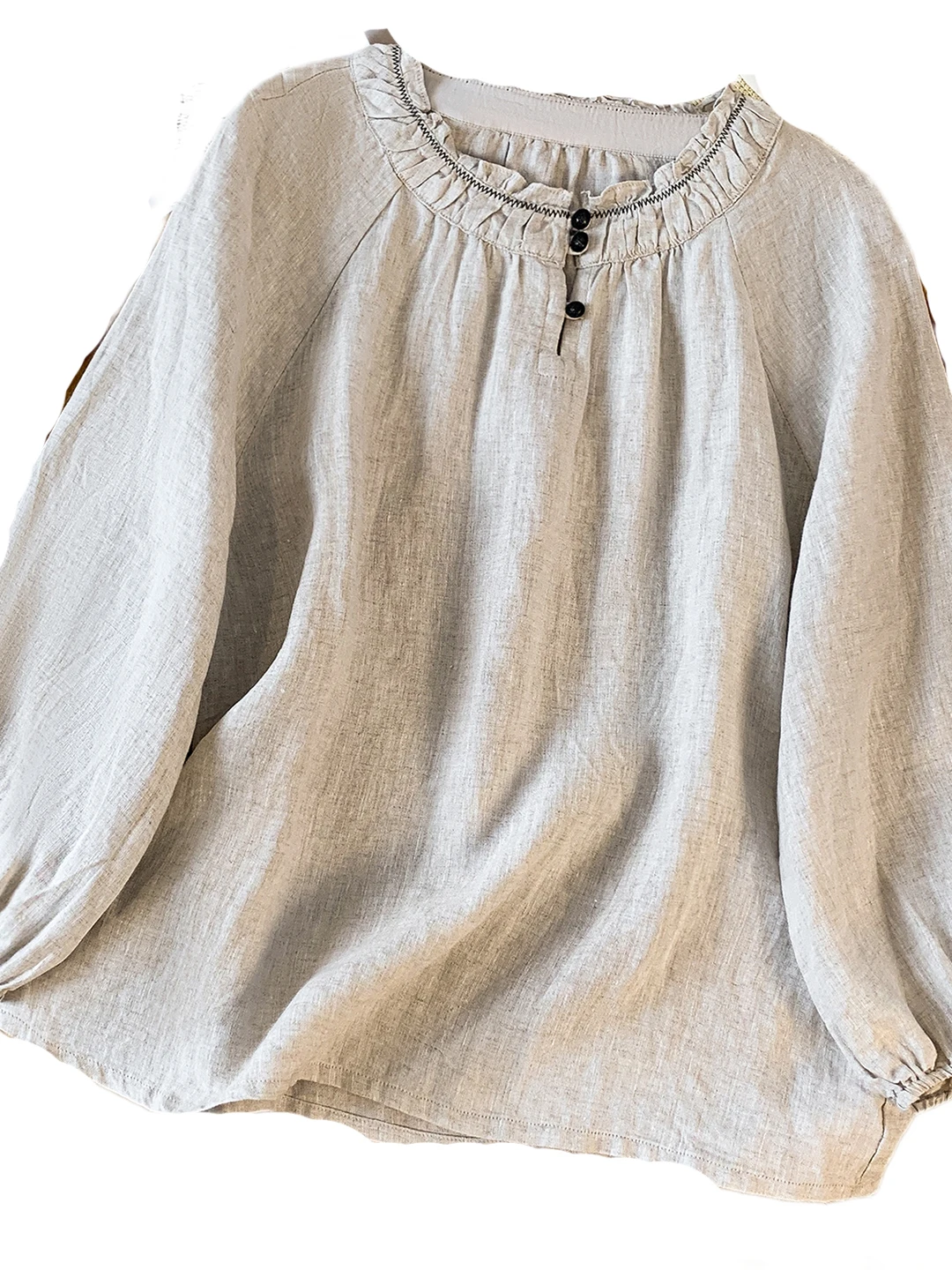 Dames losvallende lange Sve linnen katoenmix irt ronde Ne Pullover Vintage Sle Casual comfortabele ademende top