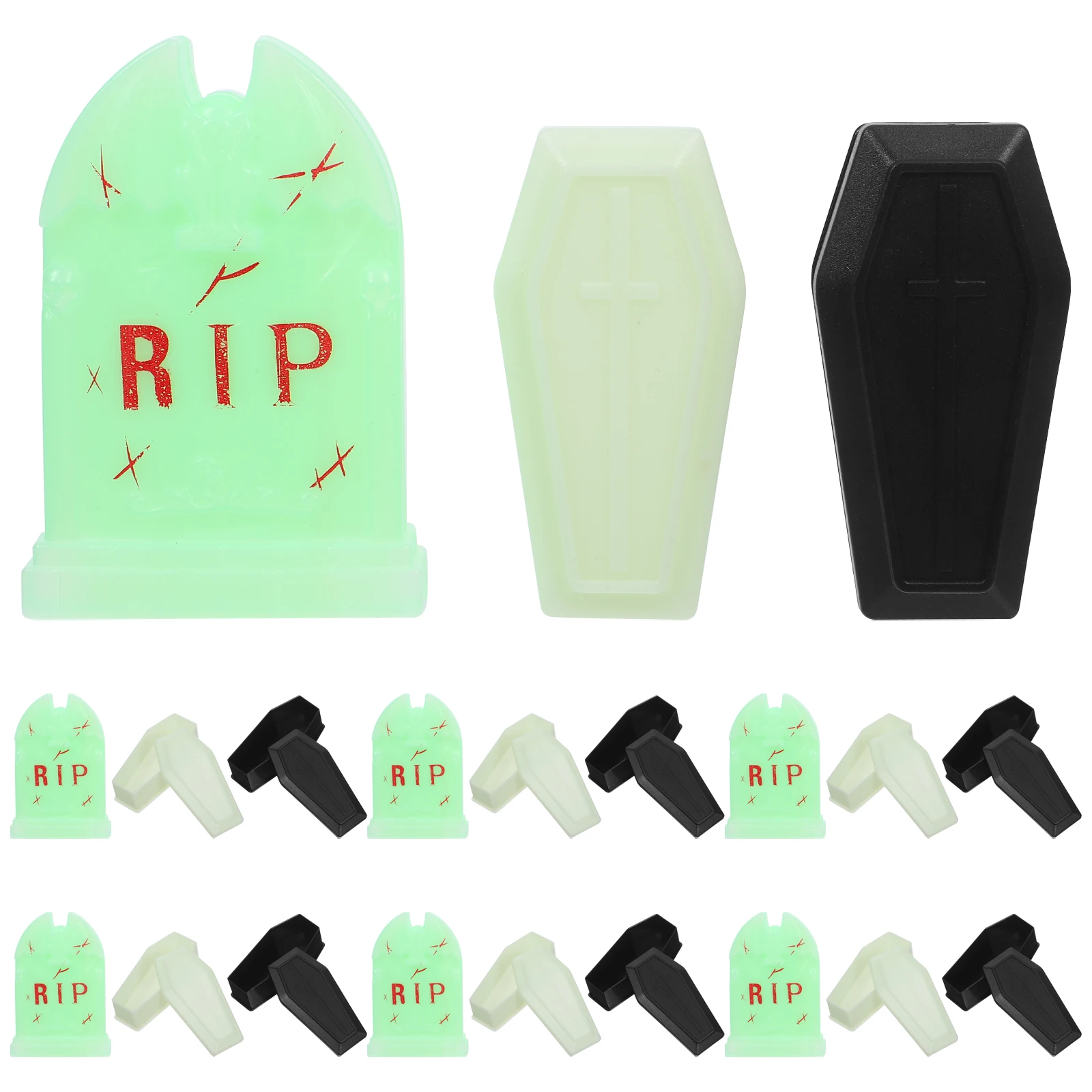 24 pezzi di bara di Halloween scatola decorativa terrario casa delle bambole in miniatura scherzo spettrale puntello accessori da giardino fatato plastica stregata