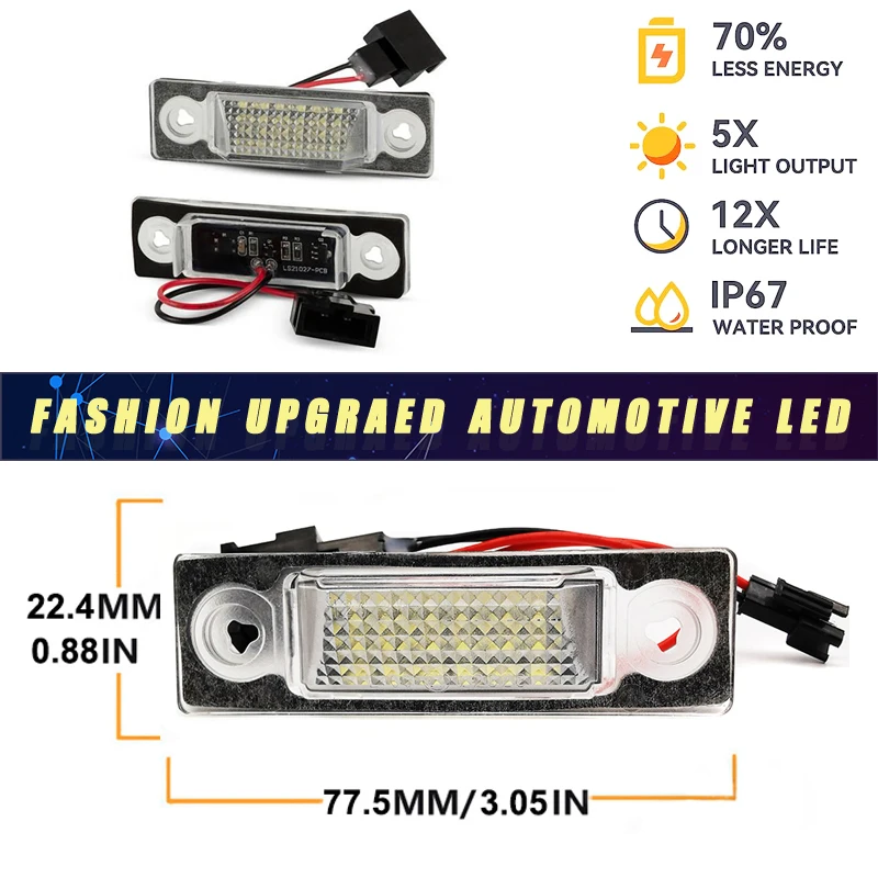 Luces LED Canbus para matrícula, lámparas para VW Sharan MK1, Ford Galaxy Seat Alhambra 7M8 7V9 WGR, Blanco OEM #7M3943021, 2 uds.