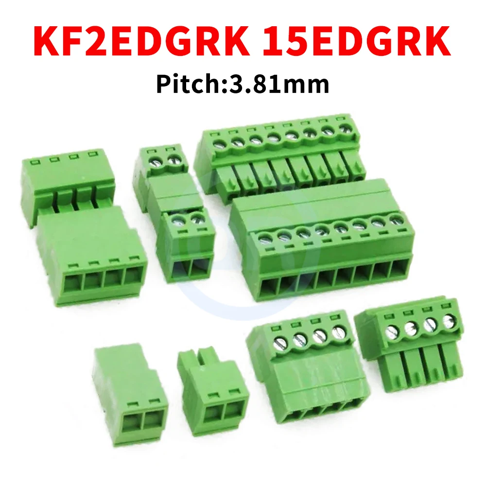 (10 Sets) KF 2EDGRK + 2EDGK 3.81mm Air-to-Solderless JM ( 15EDGRK + 15EDGK ) 3.81 Pair Terminal Block Set 2~24Pin