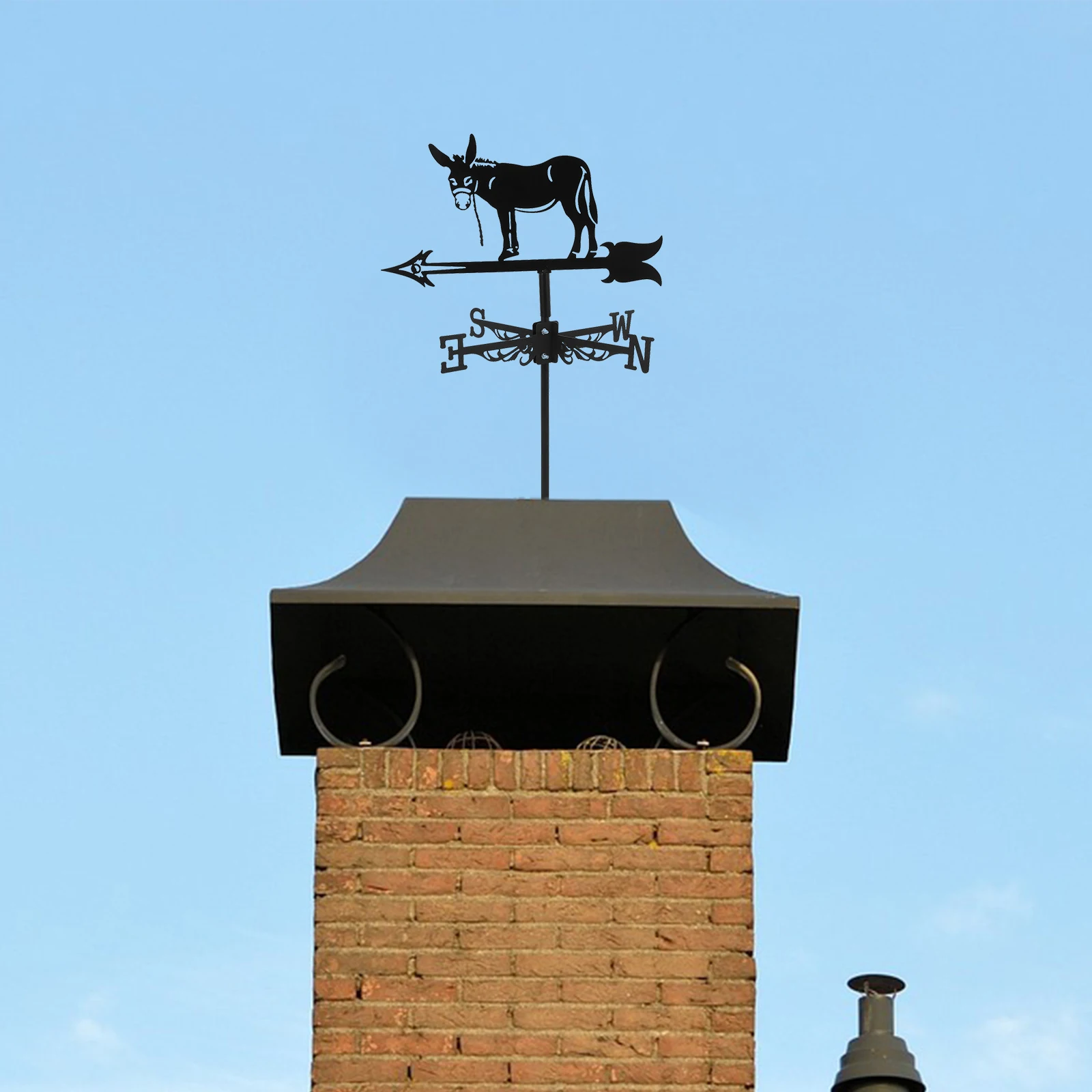 

Iron Donkey Weathervane Metal Garden Stake Roof Mounted Wind Direction Indicator Decorative Outdoor Yard Decoration