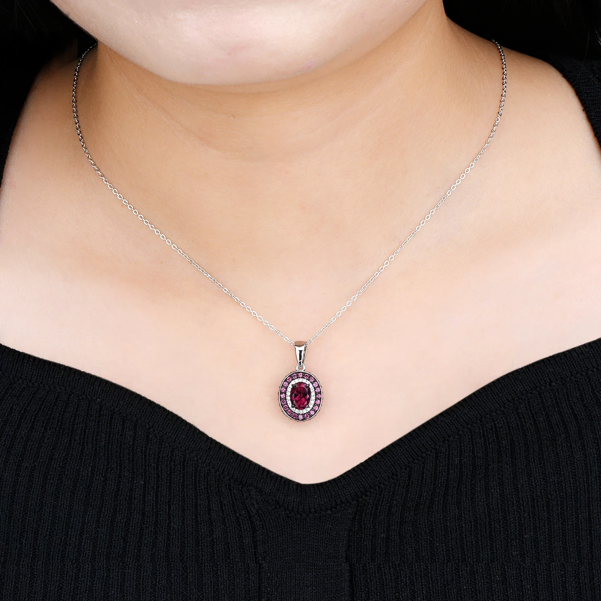 Natural Rhodolite Garnet Solid Sterling Silver Pendants 2.5 Carats Genuine Romantic Garnet Gemstone Elegant Fine Jewelry Styles