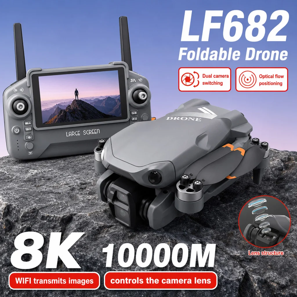 Aerial Photo LF682 Drone 8K HD Dual Cameras GPS Optical Flow Obstacle Avoidance 5G Screen Remote Control Brushless RC UAV 20000M