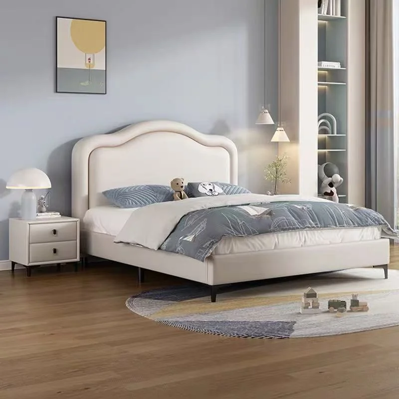 ！@Hot Selling Modern Single Kids Bed with Boy Wooden Frame Student Up-Holstered Bedroom Furniture Soft Children's Beds for Girl