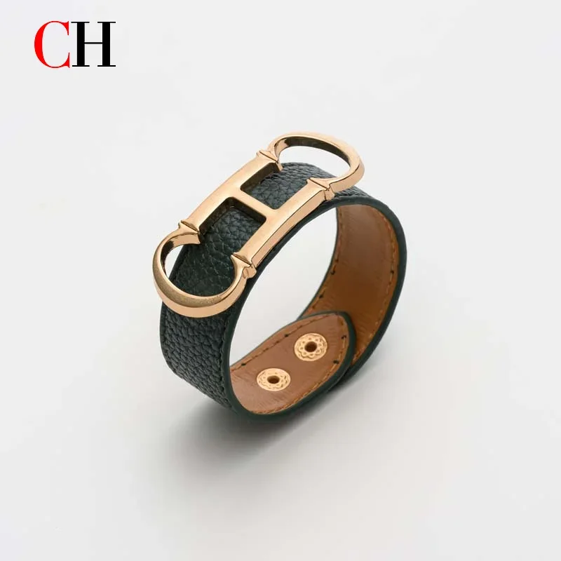 CH Women White PU Leather Accessory Gold Horsebit Metal Buckle Adjustable vintage Equestrian Ladies Daily Gift