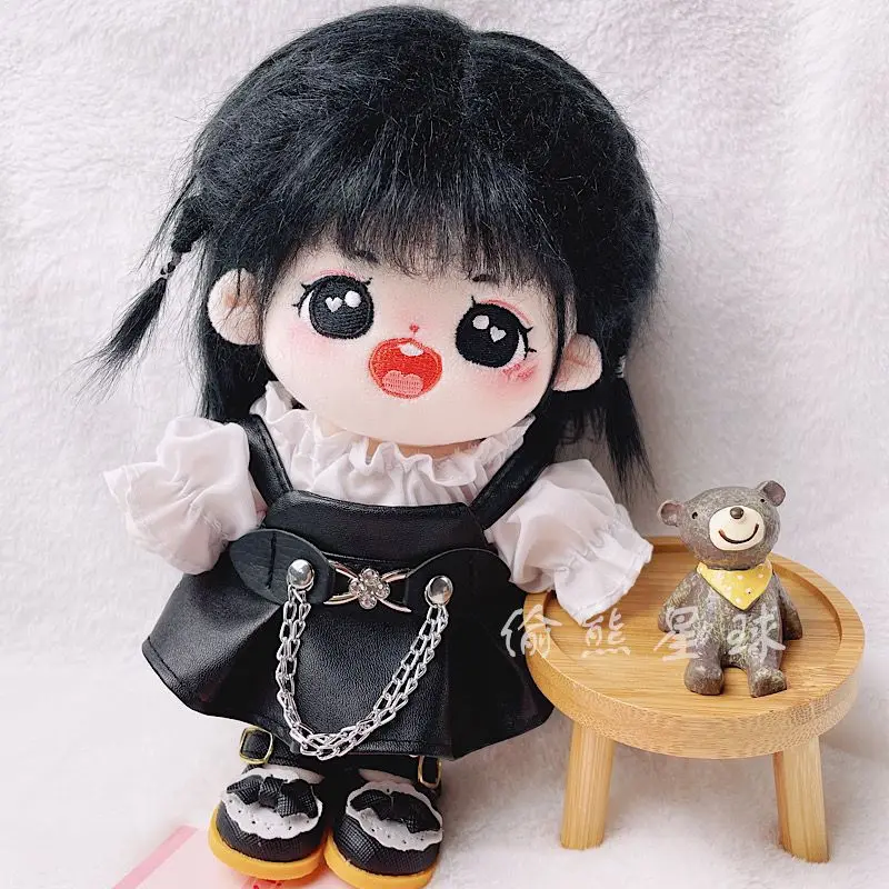 PU Leather Jacket Plush Doll's Clothes T-shirt OverallsOutfit for 20cm Idol Dolls Fashion Clothing Kids Gift