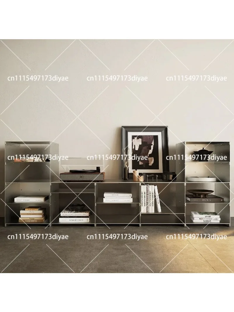Corner Storage Rack Stainless Steel Metal Modular Bookshelf Floor Stand Multi-Functional Movable Bedside Table for Living Room