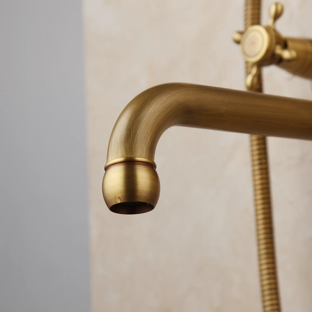 ZAPPO Antique Brass Bathtub Faucet Wall Mount Waterfall Tub Spout Hot Cold Water With ABS Handshower Mixer Tap Bath Shower Tap