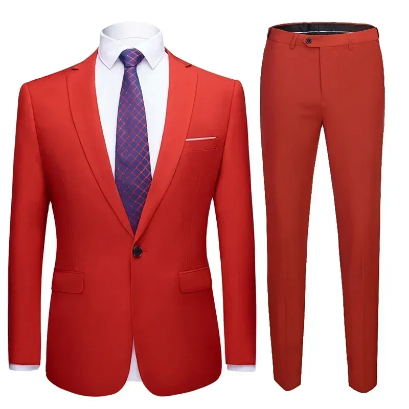 Groom Wedding Dress Blazer Pants 2 Piece Set / Male Business High End Classic Dress Suit Trousers Casual Banquet Jacket Coat