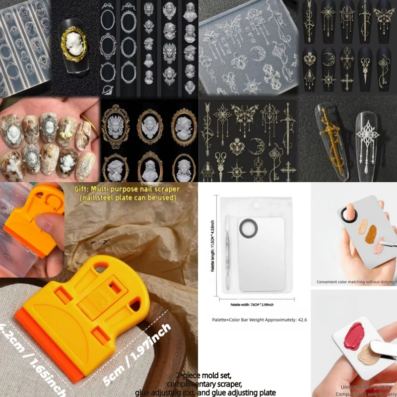 

2 шт., силиконовая форма для ногтей, комбинация ретро-барокко, европейский узор с резьбой в виде ракушки, трехмерное украшение для ногтей