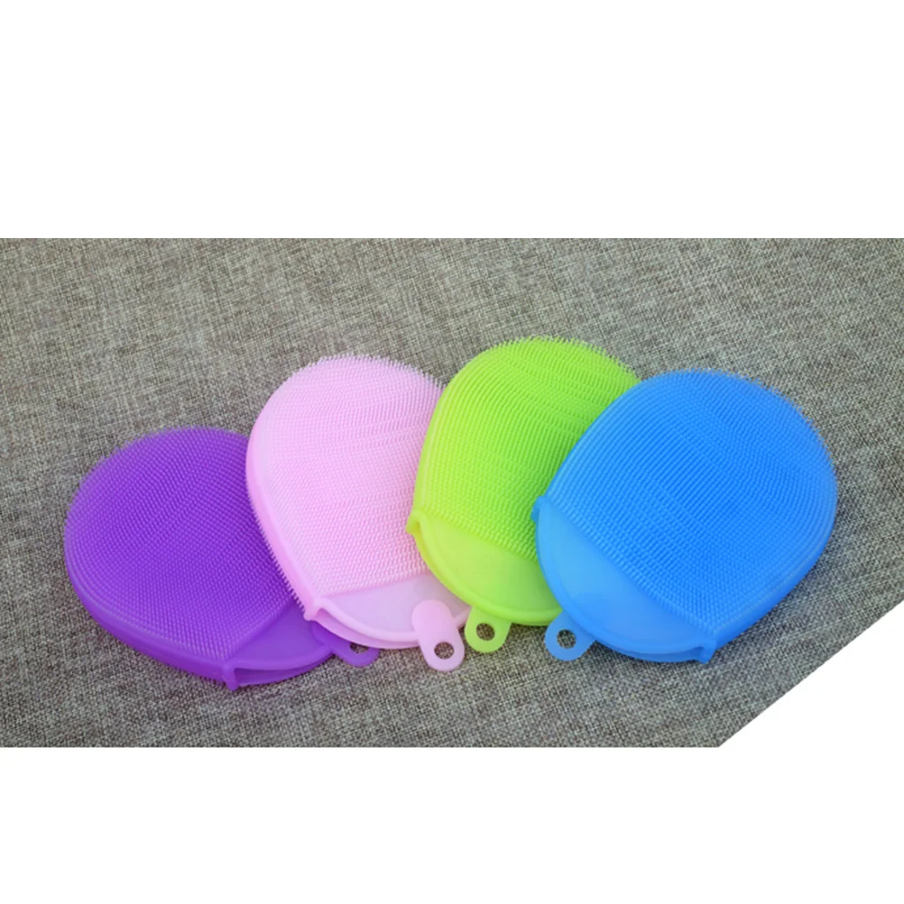 

Silicone Bathing Brush Anti-Bacterial Shower Scrubber Facial Cleansing Pads Blue Easy Grip Massage Clean Face Tableware Fruits