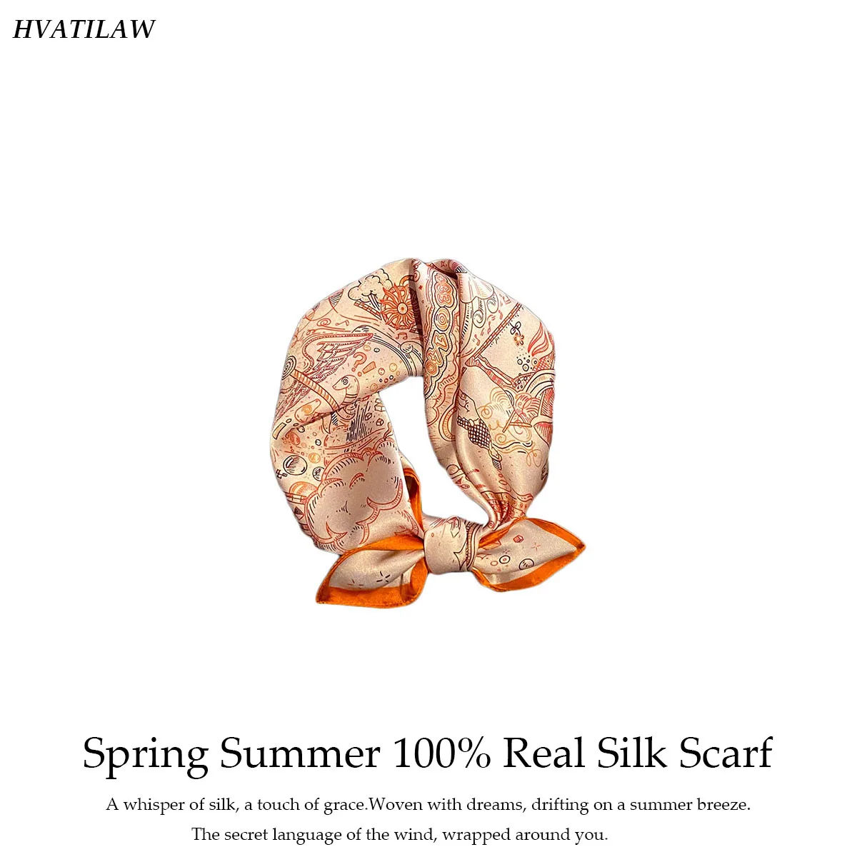 

100% Pure Silk Scarf Luxury 53x53cm Women's Fashion Print Square Neck Hair Band Foulard Headband Neckerchief Bandana Echarpes