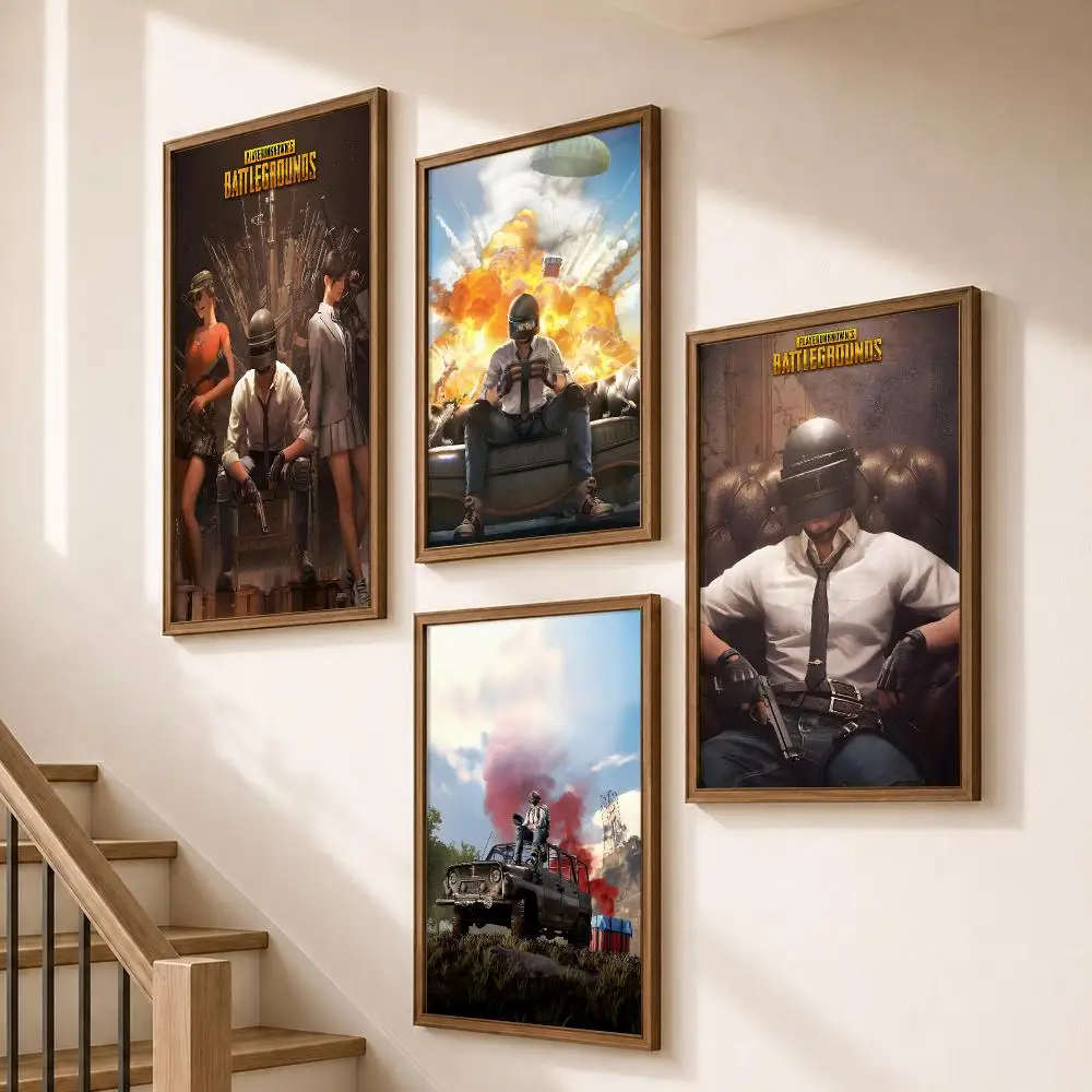 Game Battle Royale PUBG: Battlegrounds Poster HD Self Adhesive Wall Decor for Bedroom Dorm Room Office Gaming Room Gift