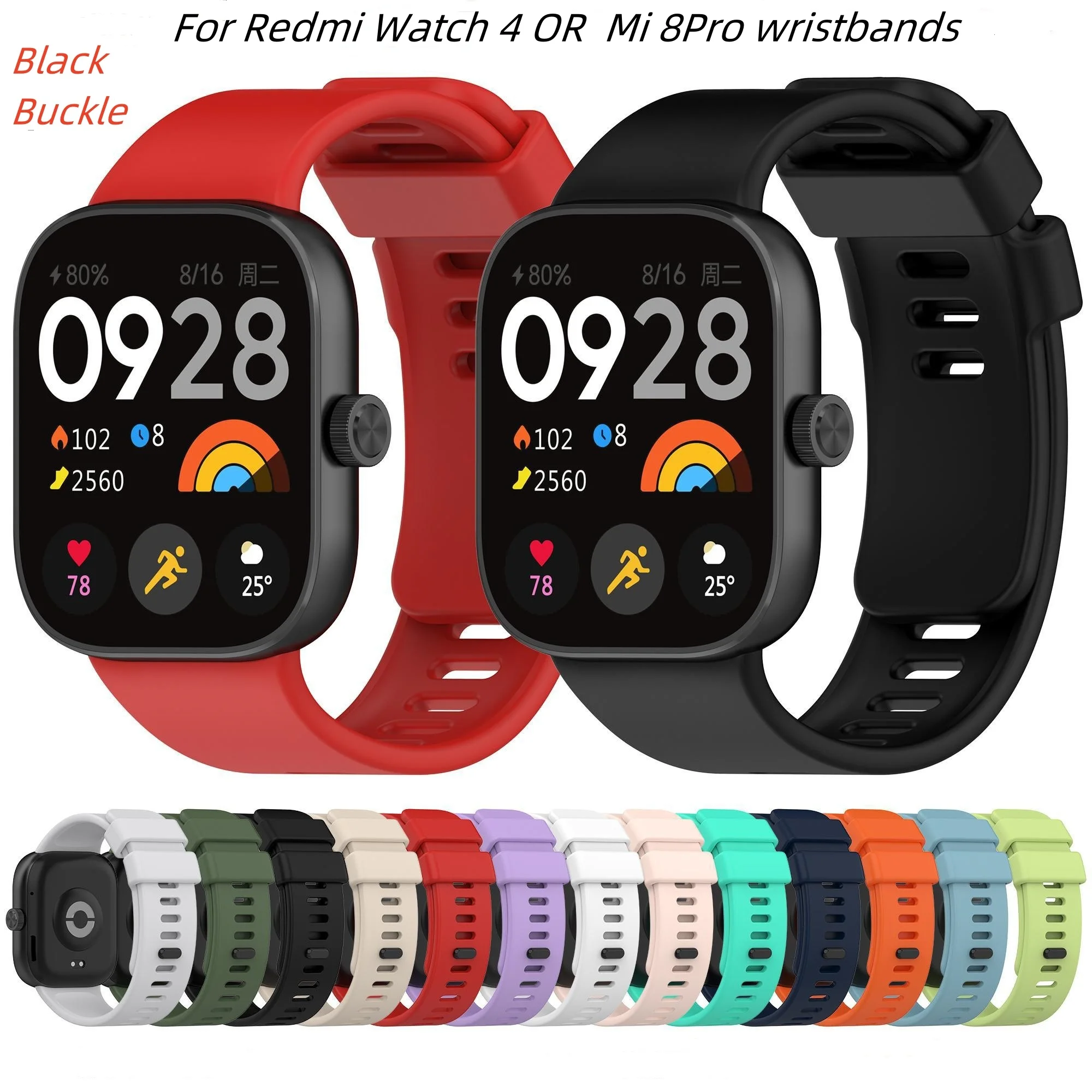 

Силиконовый ремешок iPANWEY с черной пряжкой для Redmi Watch4 и Xiaomi 8pro, водонепроницаемый спортивный ремешок для часов