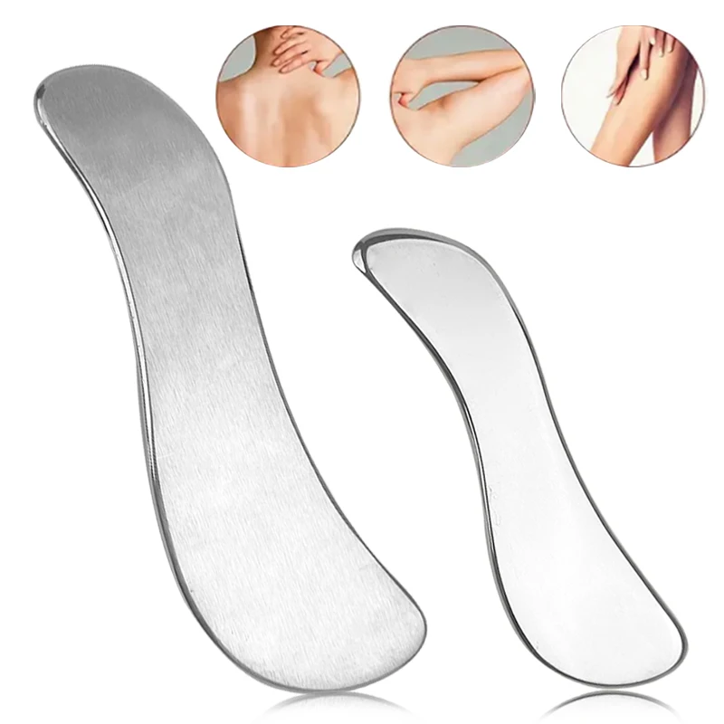 

1/2 шт., массажные инструменты из нержавеющей стали для массажа мышц лица и тела, портативные и практичные.