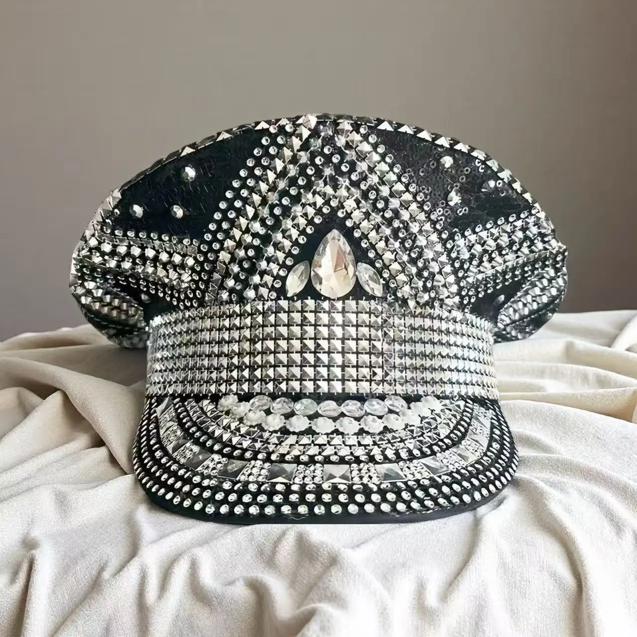 

Капитанская шляпа в стиле стимпанк со стразами для карнавала, Марди Гра, винтажные военные аксессуары и кепка для мужчин и женщин