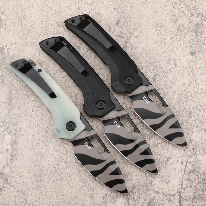 High-end gift knife D2 steel G10 handle folding knife portable house fruit EDC portable fishing and hunting tool knife