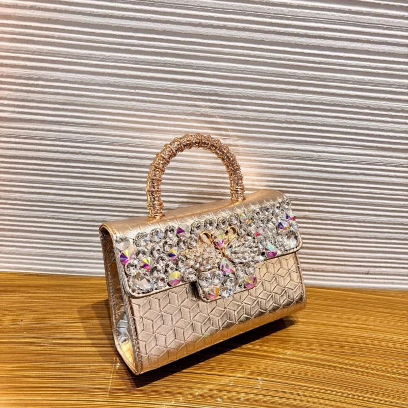 2026 Luxury Glitter Crystal Rhinestones Evening Bag Vintage Serpentine Diamond Handbags Elegant Flower Pattern Banquet Bag
