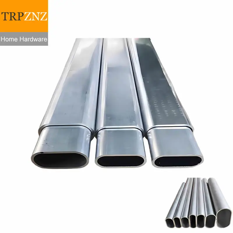 Flat Oval Aluminum Tube Runway Telescopic Sleeve Bright Inner Wall 6061 T6 High Hardness for Furniture OD 45 50 60 80 100 125MM