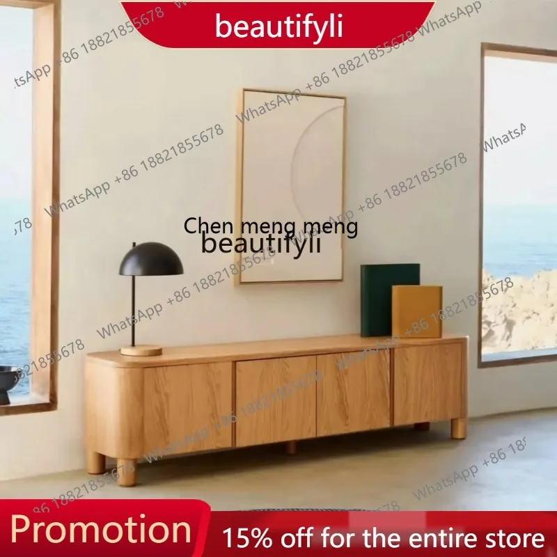 

X New Medieval style simple solid wood dining side cabinet small apartment TV, restaurant locker log color 4109