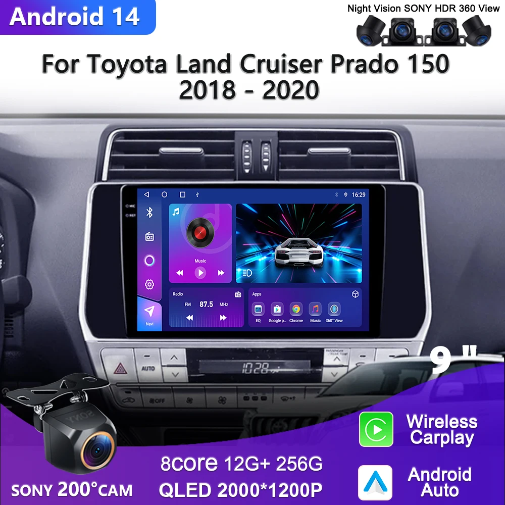 2K Incell Screen Android For Toyota Land Cruiser Prado 150 2018 - 2020 Carplay Navigazione Multimedi Head Unit GPS No 2Din DVD