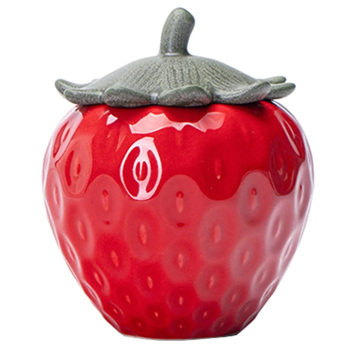 2026 New Simulated Strawberry Tea Jar Ceramic Jar Storage Jar Home Decoration Wedding Candy Sealed Jar Birthday Banquet Gift