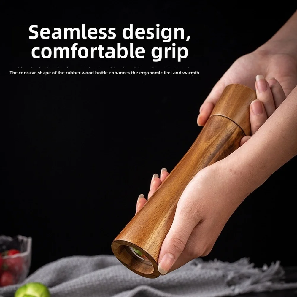 1Pcs Large Capacity Manual Pepper Grinder Adjustable Grinding Wide-mouth Solid Wood Handheld Spice Mill Kitchen Cooking Tools