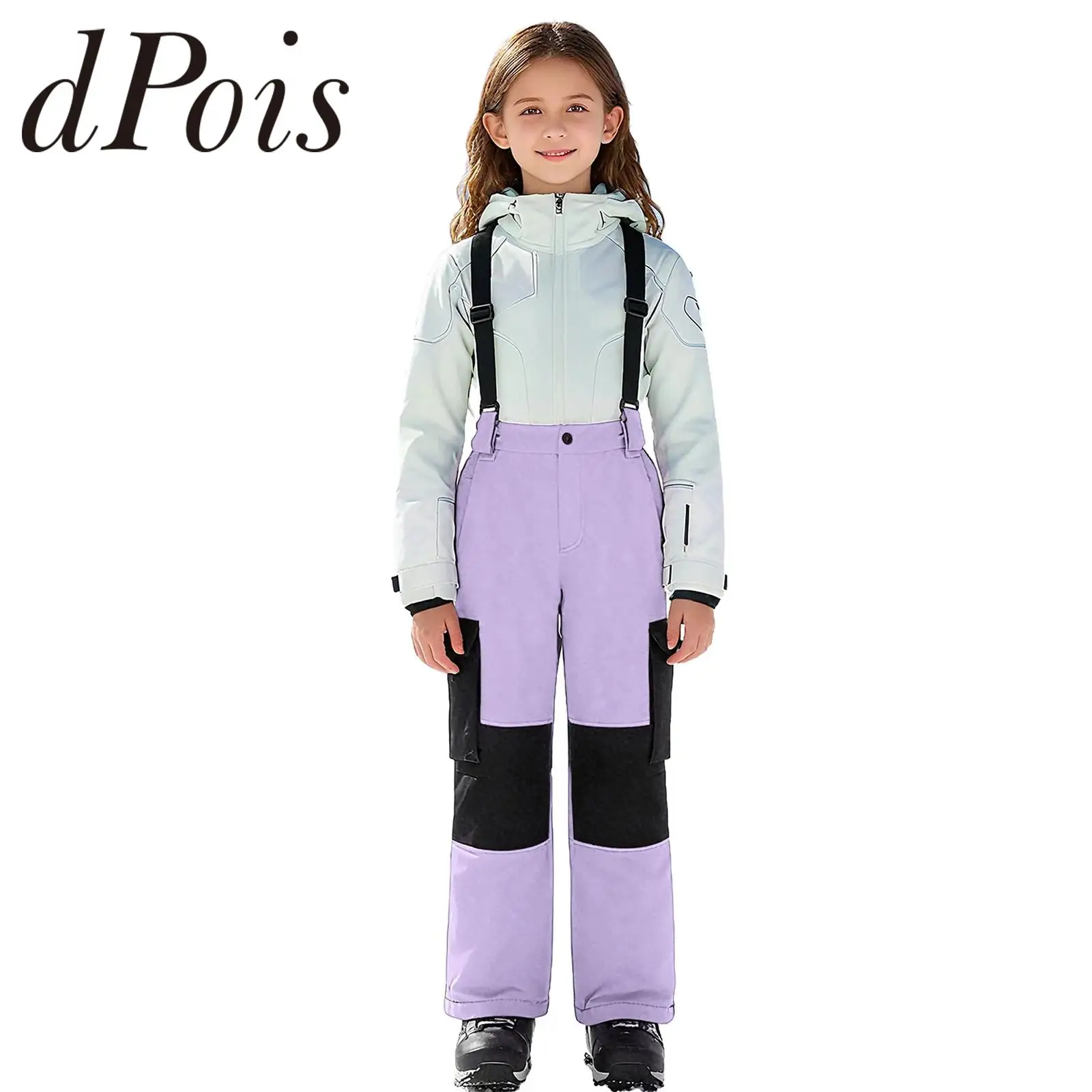 الشتاء الاطفال الفتيات السراويل التزلج على الجليد الملابس يندبروف مرونة الخصر التزلج السراويل للرياضات الثلجية في الهواء الطلق التزلج على الجليد #1