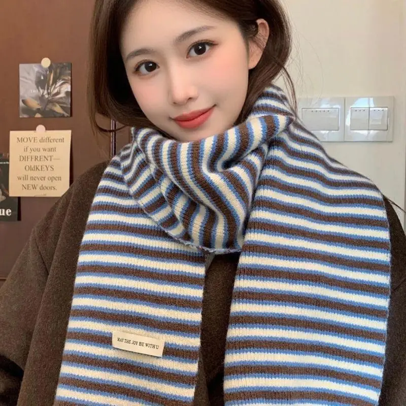 

Унисекс, зима-осень, теплый морозостойкий утеплитель для шеи, мягкий искусственный кашемир, 3-цветный шарф, корейский утолщенный уличный модный шарф Y2K