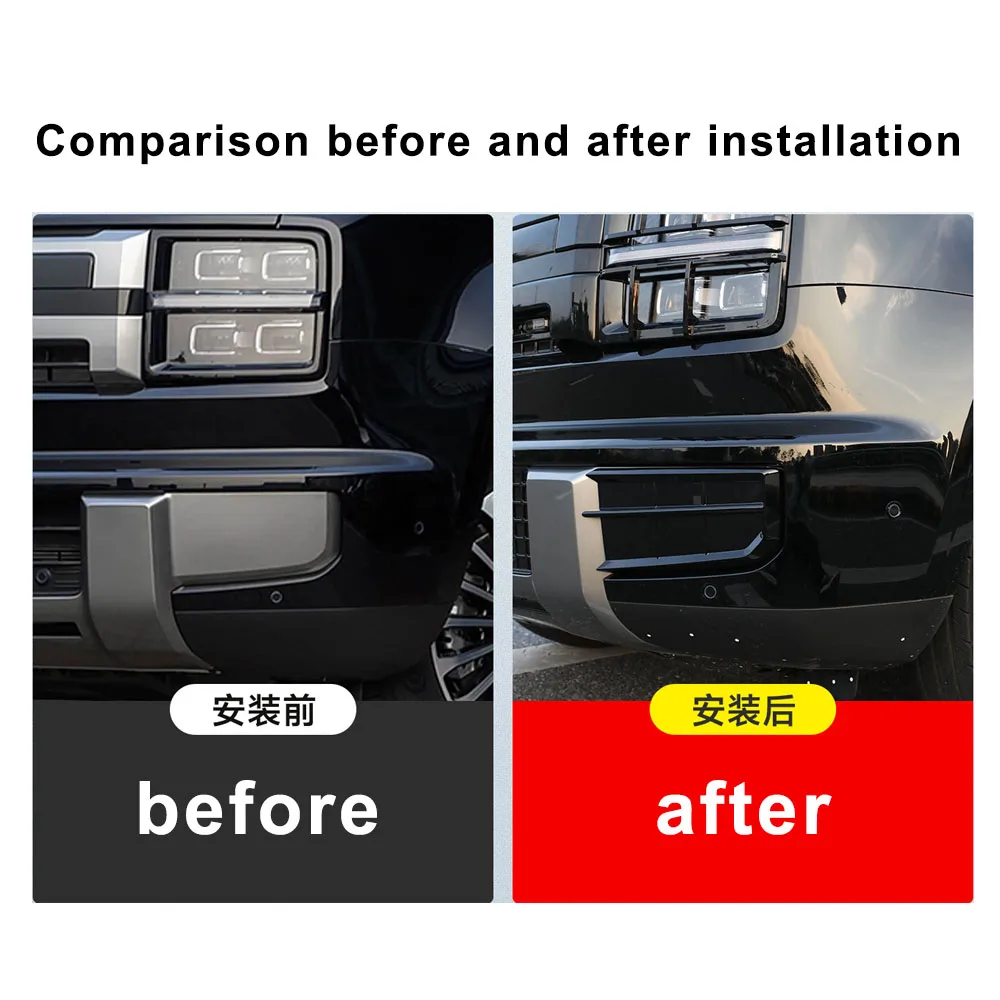 2 Pcs Front Fog Lamp Protective Cover For GWM HAVAL H10 2026 ABS Material Black Warrior Decorative Cover Automotive Supplies