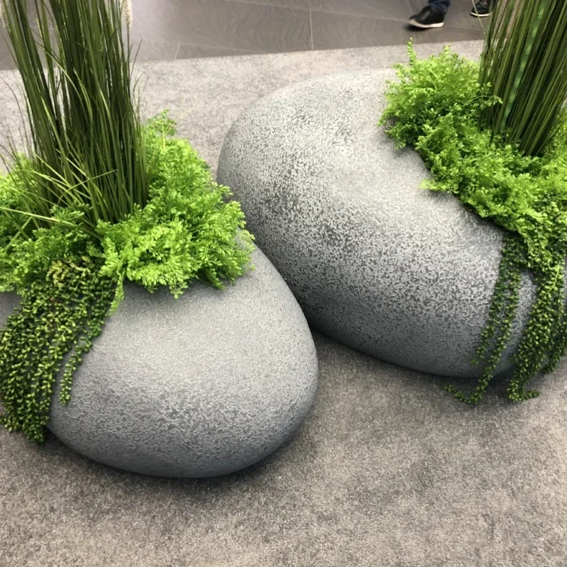 مزارعي أرضية محاكاة الحصى، ترتيب أصيص زهور لغرفة المعيشة في الفناء، زارع راتينج شخصي إبداعي بسيط