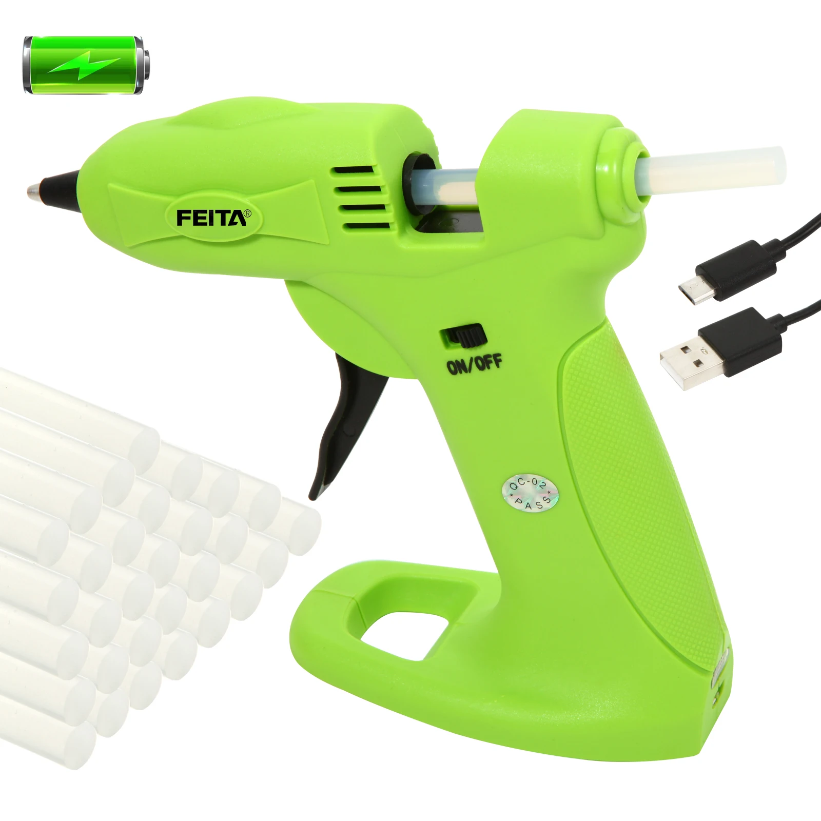 

FEITA Cordless Hot Glue Gun Usb-C Rechargeable Portable Wireless Glue Gun Kit with 30pcs Mini Glue Sticks for Crafts, Arts, Home