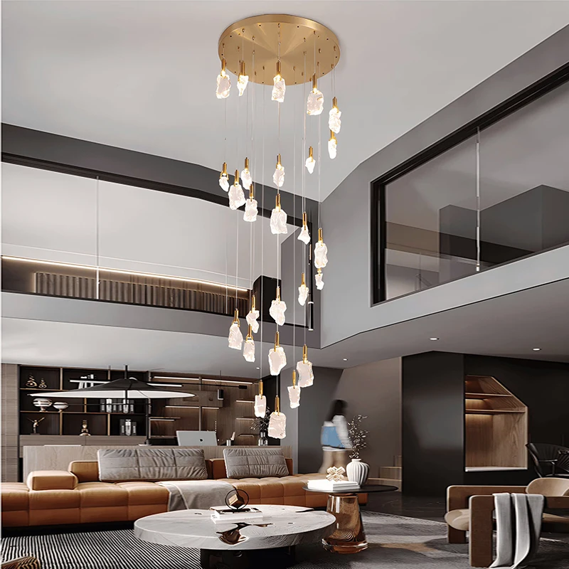 Imagem -04 - Modern Crystal Chandelier For Home Decoration Stair Pendant Lamp Living Room Pendant Lights Iluminação Interior