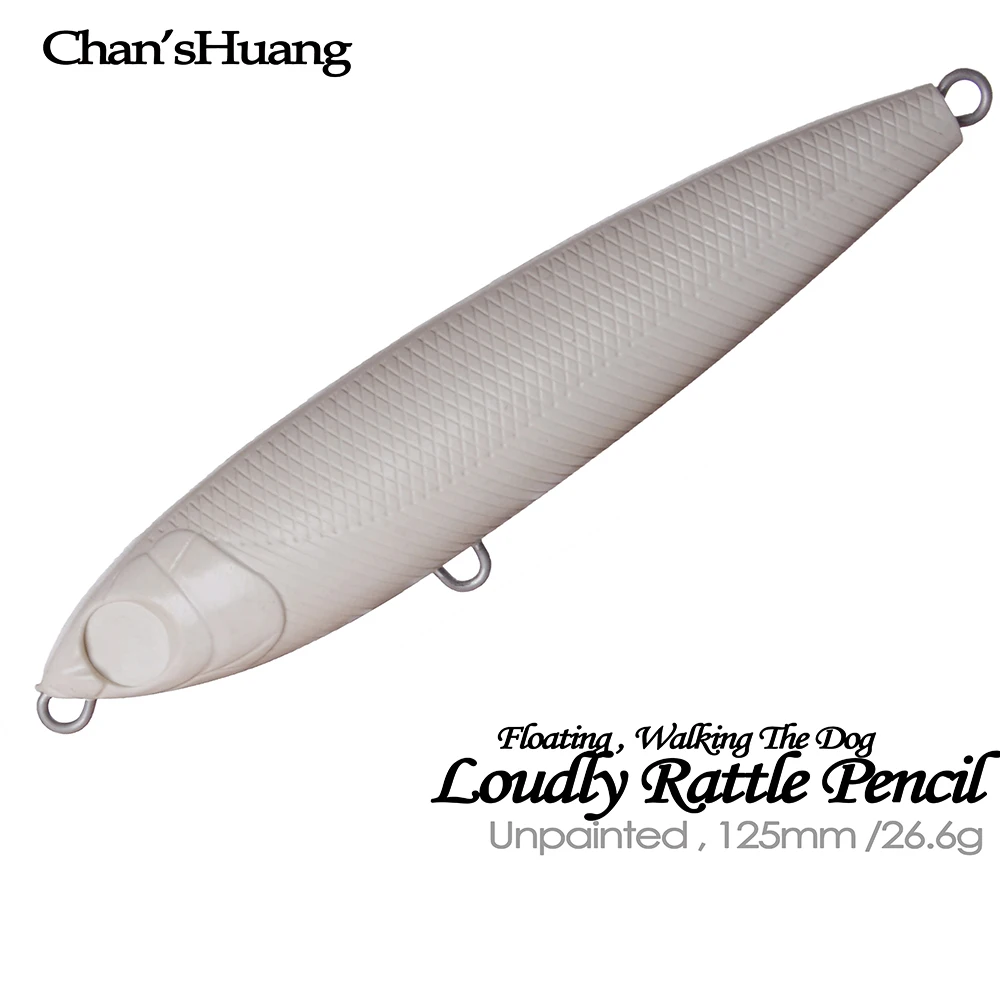 

Chan’sHuang 10PCS Unpainted Blanks Fishing Lures 12.5cm/26.6g Floating Loudly Rattle Pencil DIY Artificial Fishing Bait