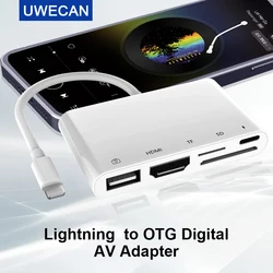 Adapter Lightning to HDMI Digtial AV, złącze iPhone to TV/projektor Otg Cable Charge/SD/TF/USB 1080P ekran synchronizacji wideo