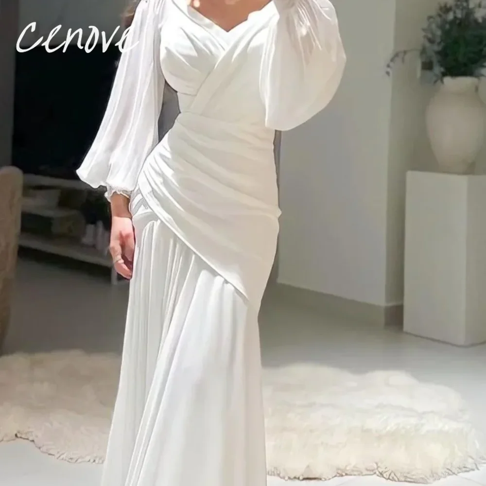 Cenove Long Sleeves Mermaid Abrabic Evening Gown Formal Princess Sweetheart Prom lovry New Party Dresses for Women Party 2023