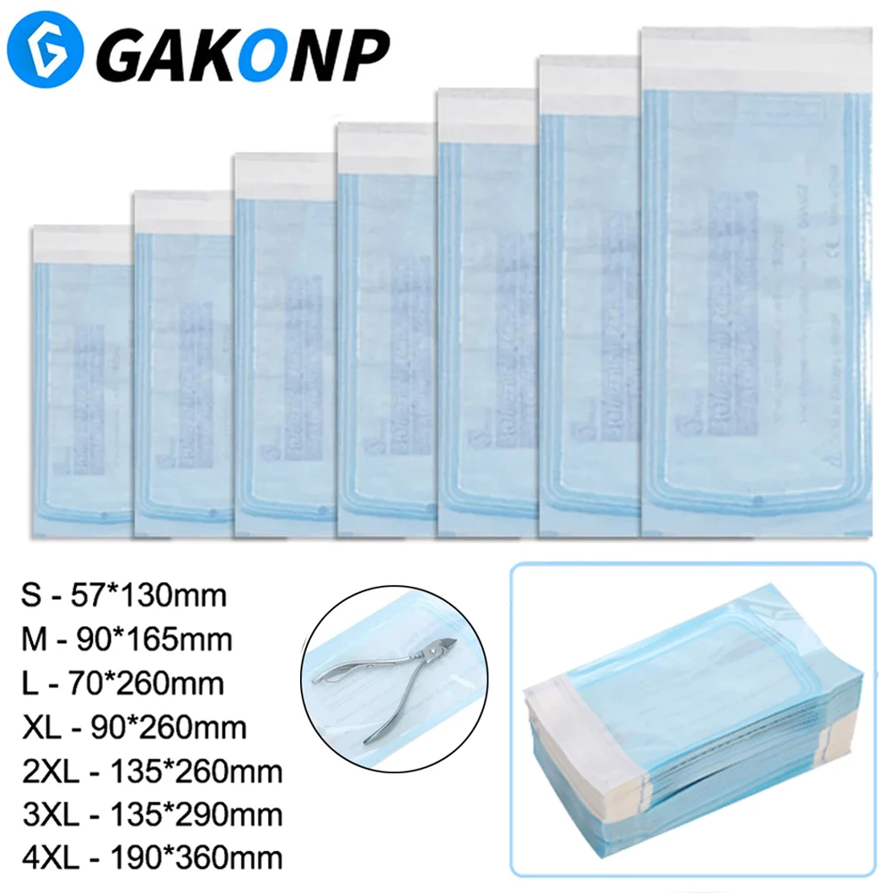 

200PCS/Box Disposable Self-sealing Sterilization Pouches Bags 7 Sizes Disposable Storage Bag for Tattoo Accessories Tattoo Tools