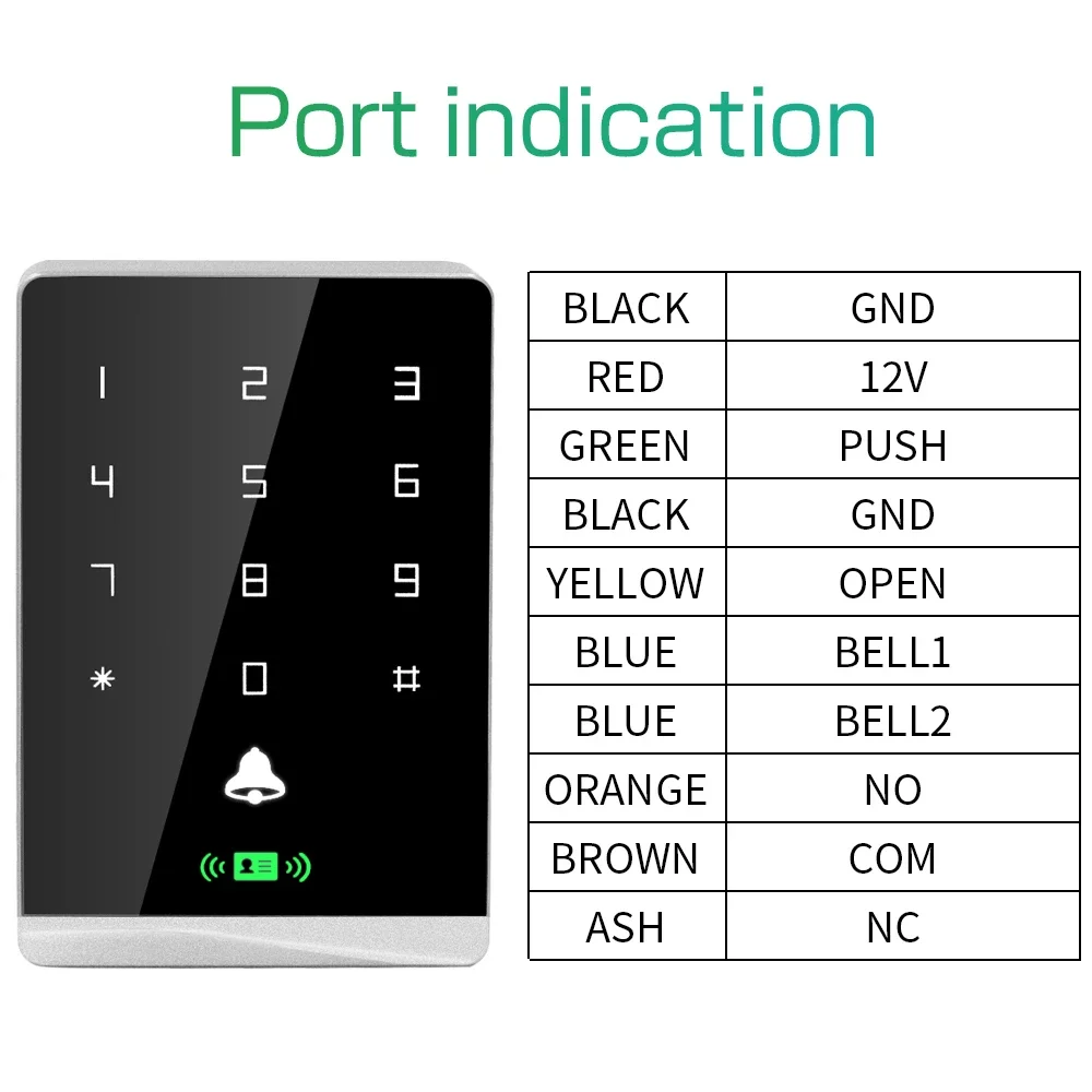 Dual Frequency 125Khz+13.56Mhz IP68 Waterproof Access Control Keypad Outdoor RFID Access Controller Touch Door Opener System