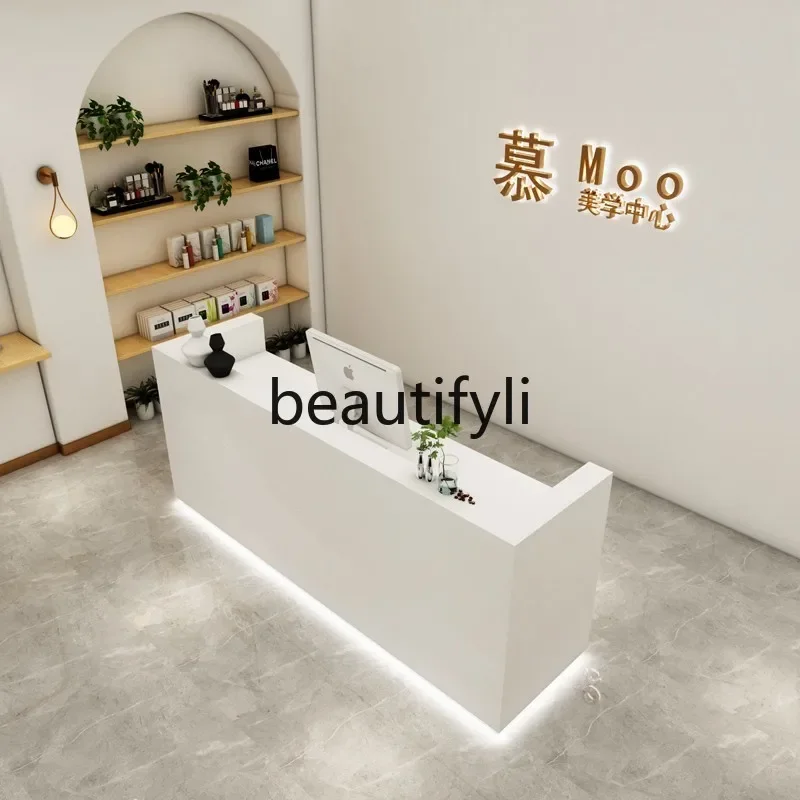 zzqBianco cassiere per salone di bellezza per abbigliamento bianco con reception aziendale leggera Semplice bar disponibile personalizzabile