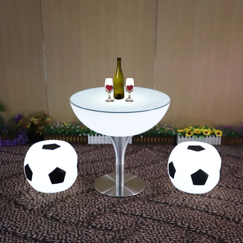 LED plastic luminous coffee table, dining table lighting furniture 800mm coffee table, bar table KTV bar bar