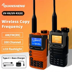 Quansheng-walkie-talkie UV-K6, Radio de banda aérea de 5W, carga UHF, VHF, DTMF, FM, codificador NOAA, frecuencia inalámbrica, bidireccional, CB