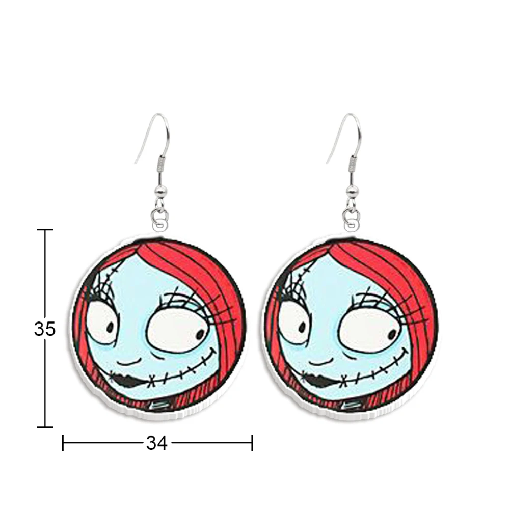 Disney The Nightmare Before Christmas Acrylic Hanging Pendants Earrings Ear Hook Women Insect Xmas Party Jewelry Decoration