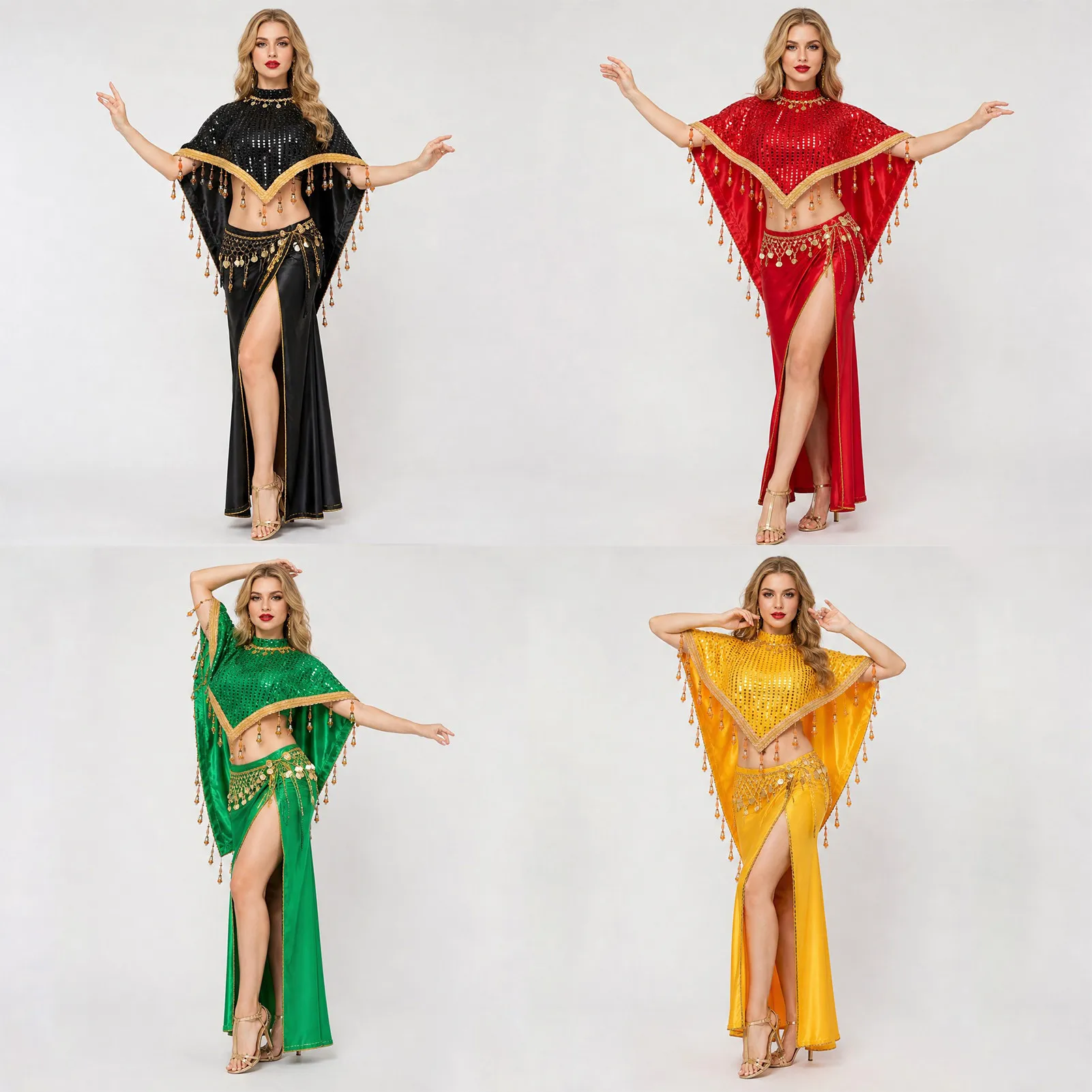 Châle triangulaire orné de sequins et de perles, cape de carnaval pour soirée, tenue de dîner pour Halloween, performance sur scène
