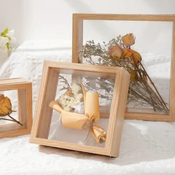 4-8inch Wood Frame Home Tabletop Decoration Picture Frame Square Transparent Floating Dried Flower Picture Frame (No Flowers)