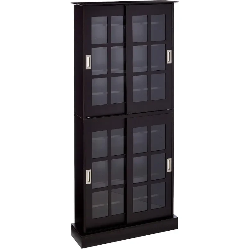 

Storage Cabinet - Tempered Glass Pane Sliding Doors, Stores Optical Media like CD/DVD/BD/Game discs