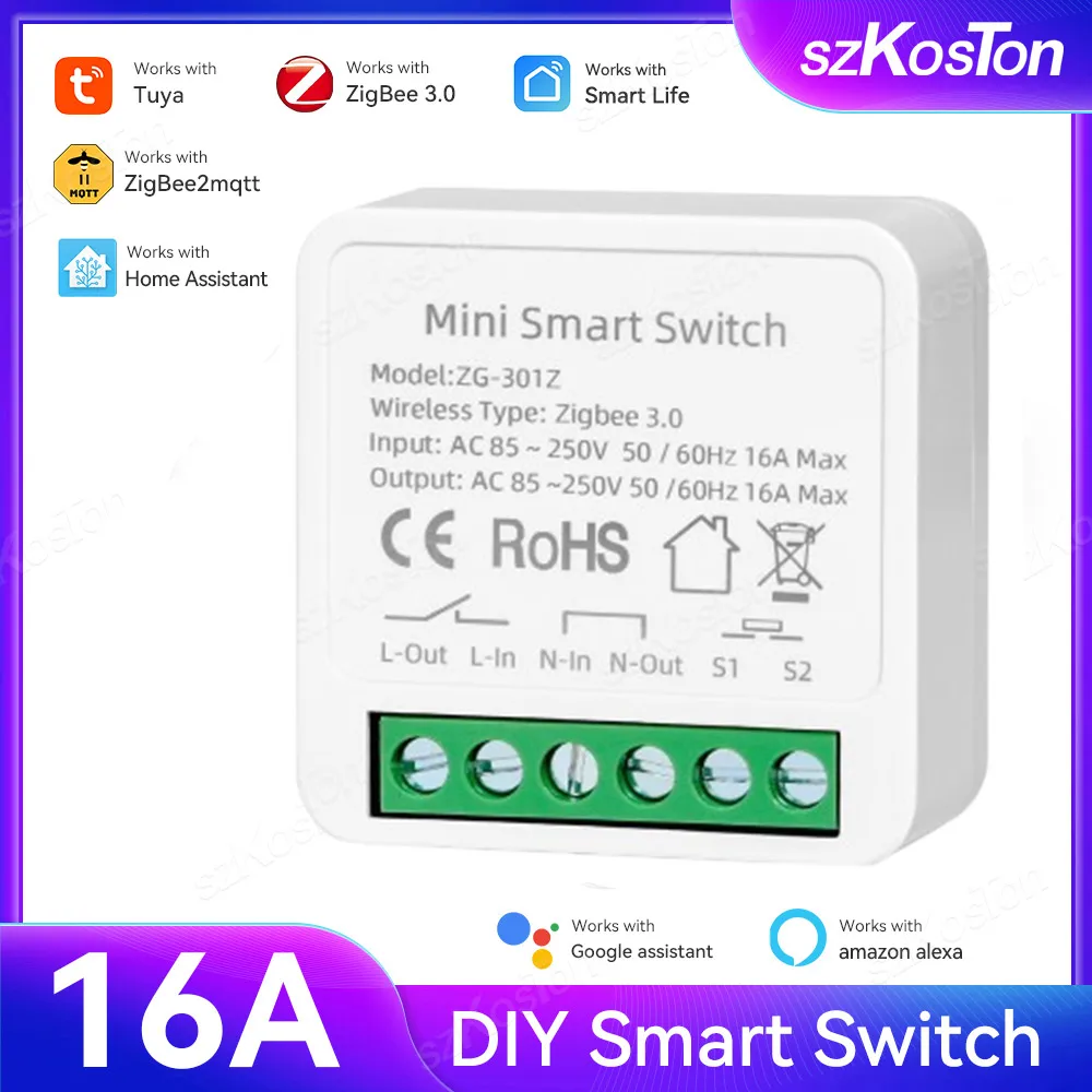Tuya Zigbee Wifi Smart Switch Smart Life Met Power Monitor 30a 90-250V Ac High Power Relaismodule Voor Alexa Google Home