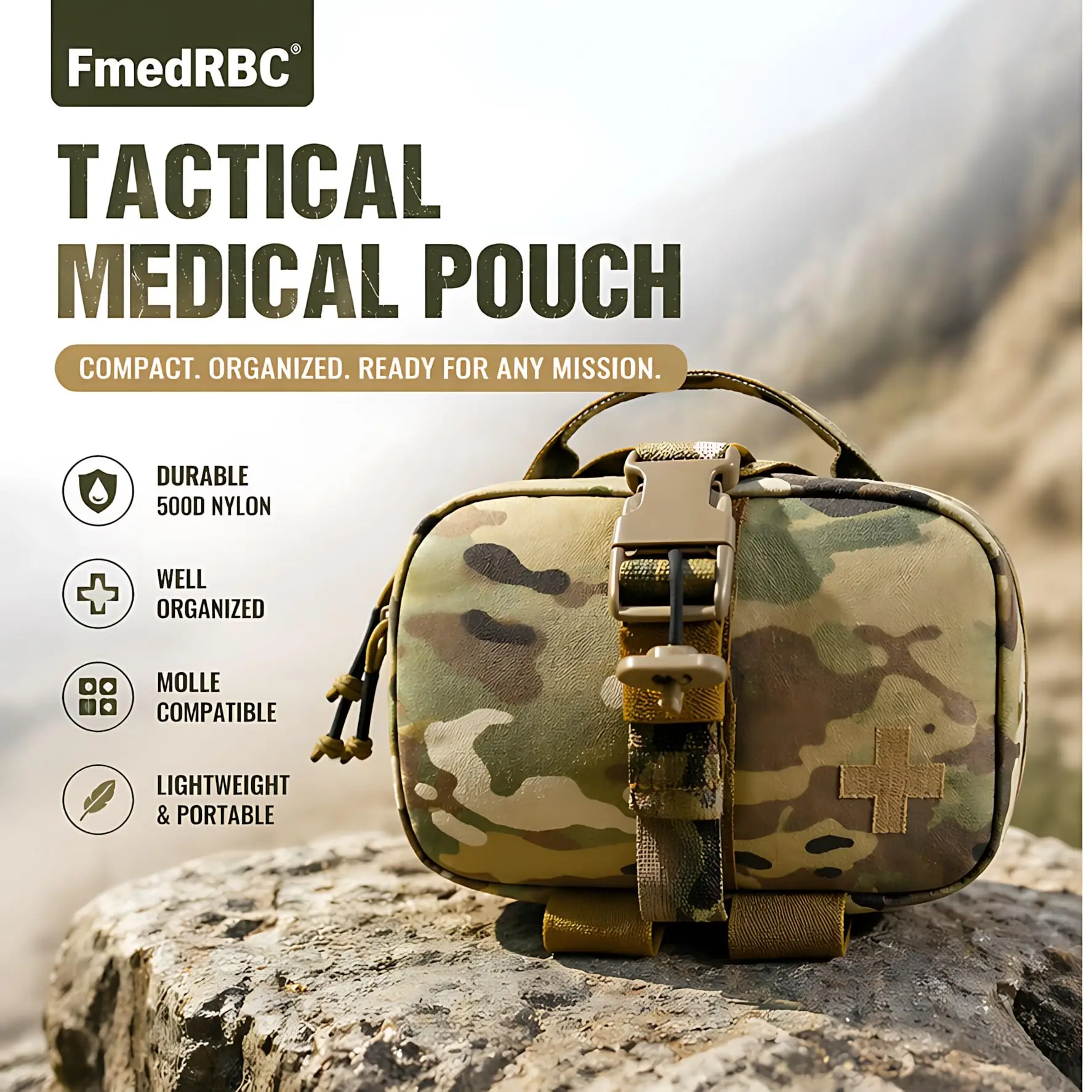 Tactical Medical Pouch MOLLE IFAK First Aid Utility Bag with Quick Release Buckle for Hiking Camping Outdoor Survival