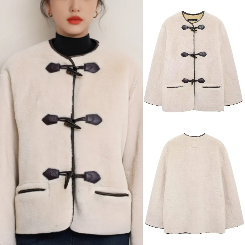 

2025 Fall/Winter New Fashionable and Elegant High-end Knotted Trim Fur-effect Coat