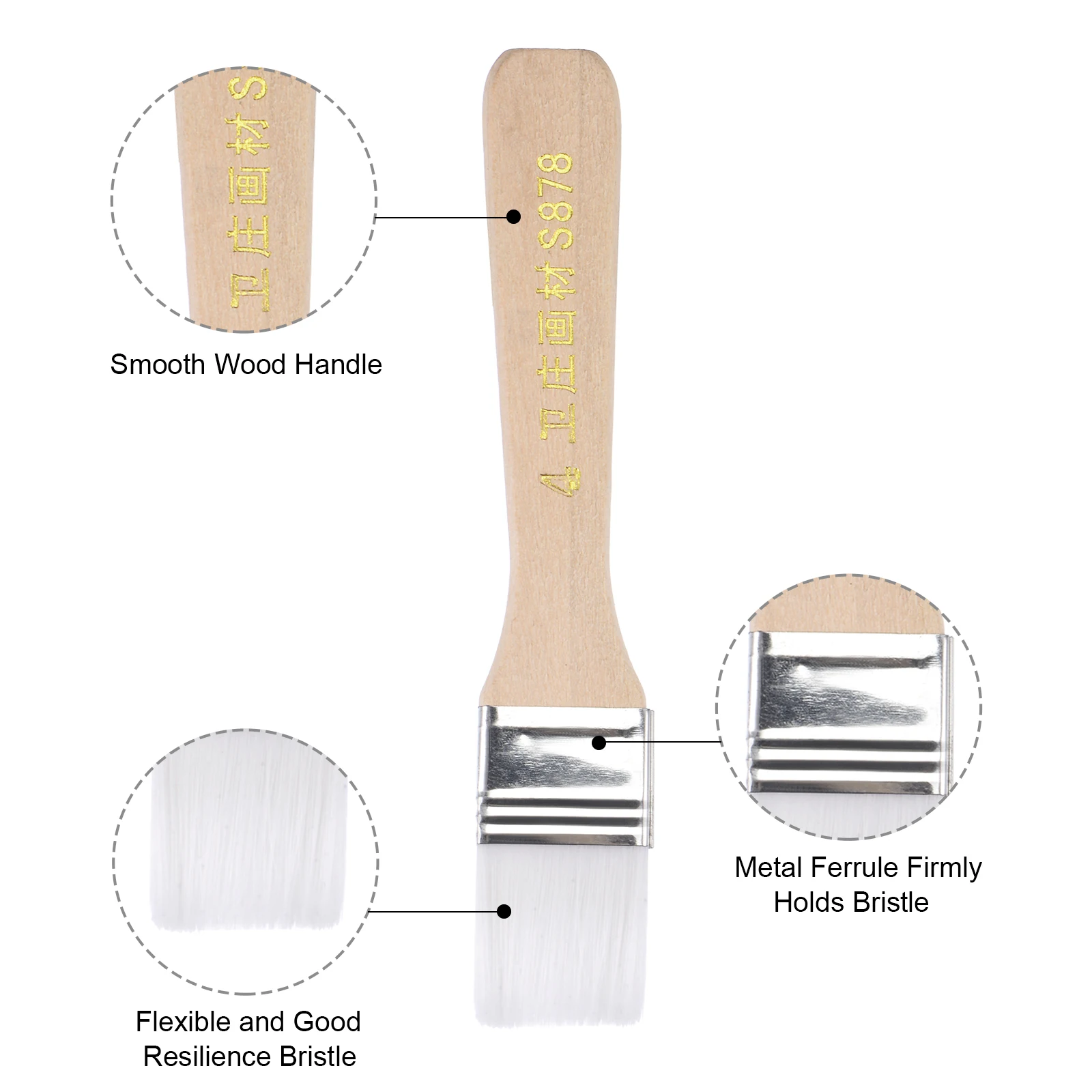 Uxcell 6 "Paint Brush 1" Largura Soft Nylon Cerdas com Cabo de Madeira para Parede, Armários, Cercas Branco 12 Pcs