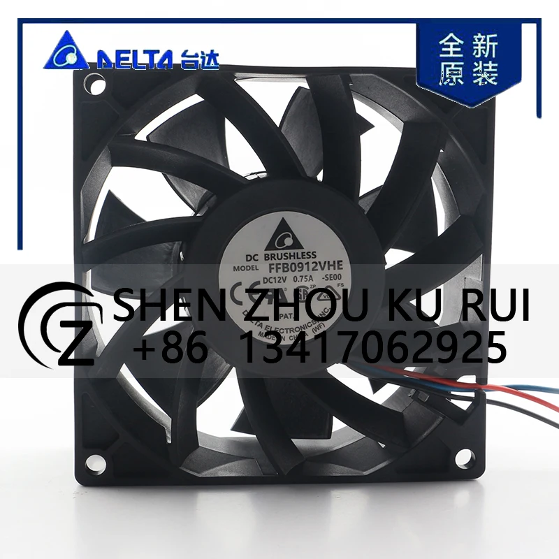 

Delta 5V 24V 48V DC12V 0.75A AC EC 9038 90X90X38MM 9CM High air Volume Double Ball Bearing Chassis Server FFB0912VHE Cooling Fan